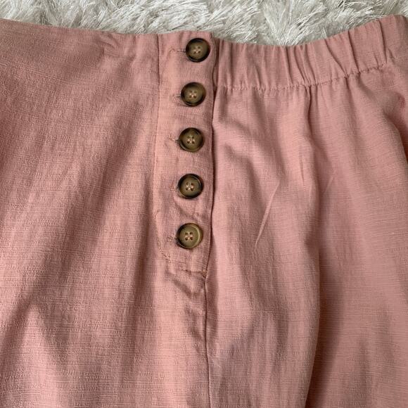 Good Luck Gem Blush Pink Linen Rayon Cropped Summer Pant Sz Medium - Picture 3 of 7